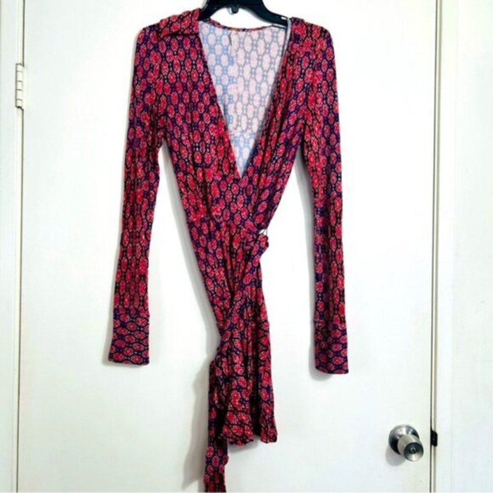 Free People NWOT Rhetta Rusty Rose Multi Print Mini Wrap Dress- Size XS - Picture 6 of 15